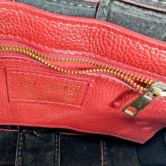 Violeta Castellani Milano Red Woven Leather Shoulder Bag - Picture 12 of 14